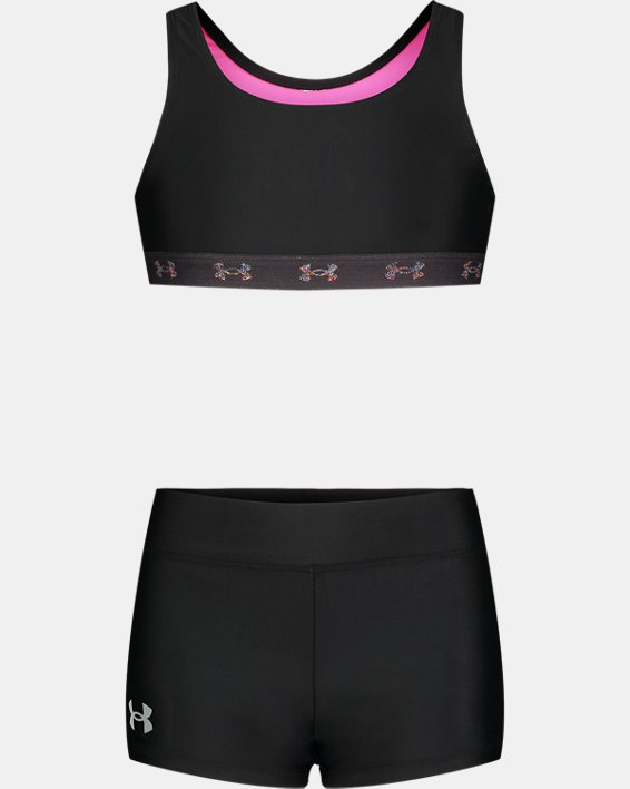 Little Girls' UA Swim Shorts Set, Black, pdpMainDesktop image number 0